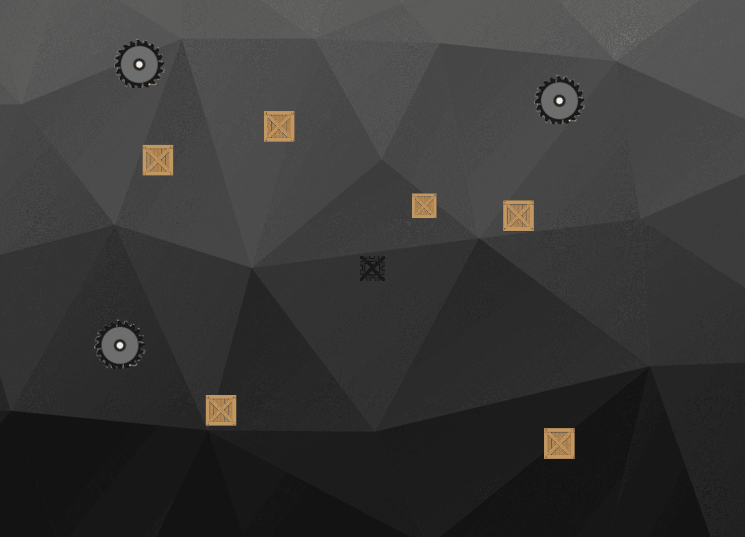 First Pygame project — minimalist geometric arena with crates and a small red target
